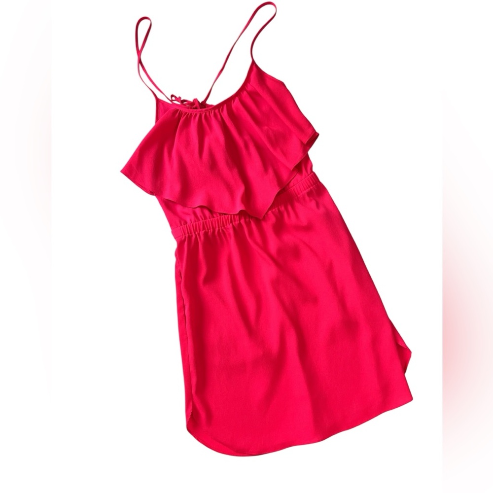 American Eagle Outfitters Bright Coral Ruffle Overlay Sleeveless Dress XXS